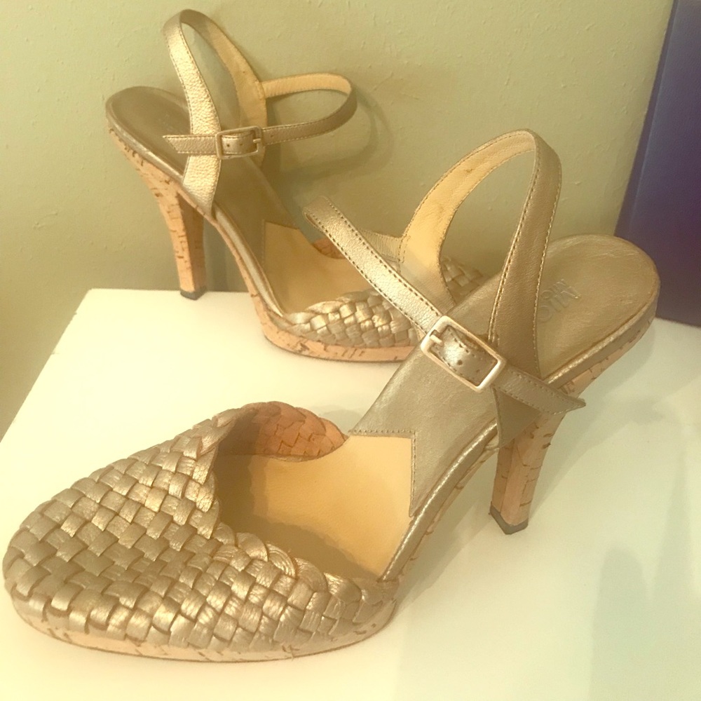 MICHAEL KORS Gold Braided Heels Pumps Womens 8.5